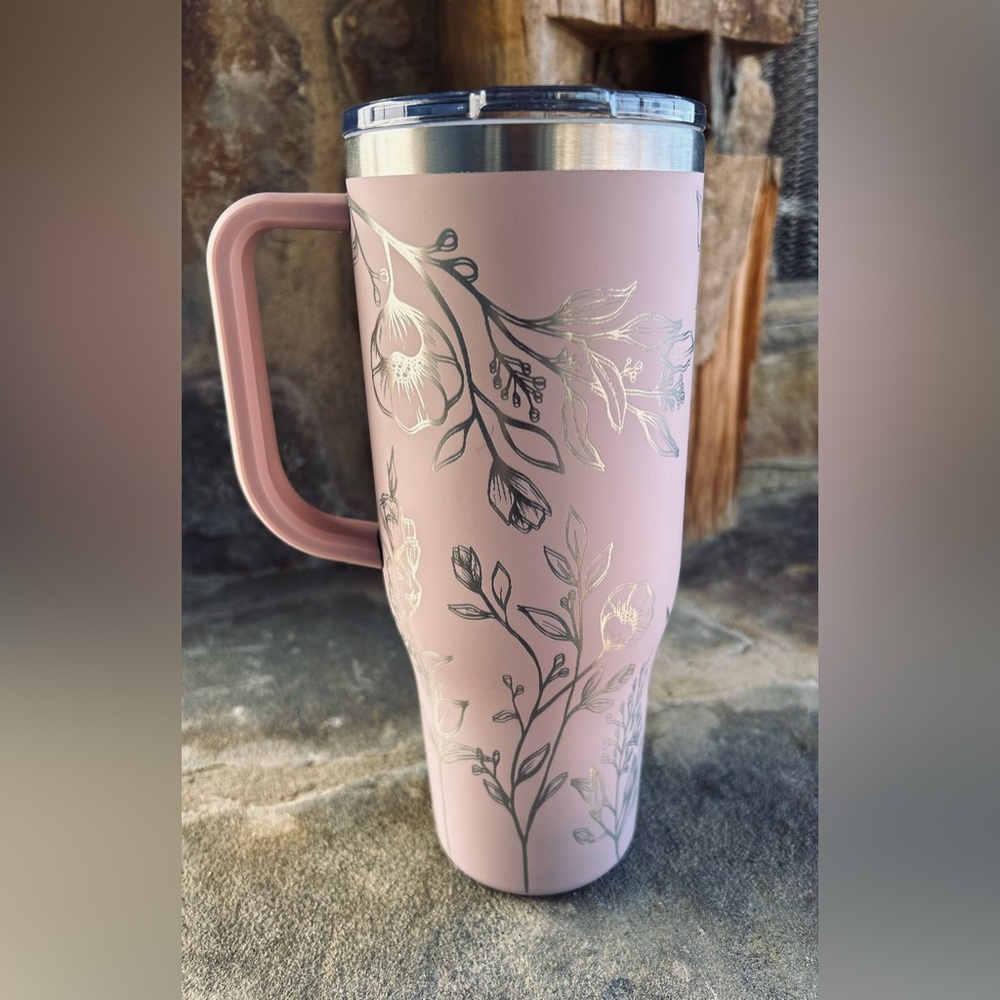 New! Engraved soft pink matte tumbler